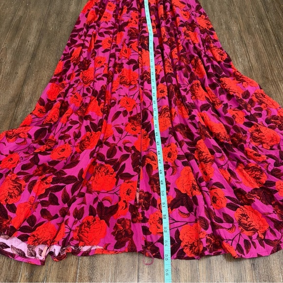 Abel The Label Halter Top Maxi Dress Women S Floral Backless Cut Out Smocked Red - Picture 5 of 10